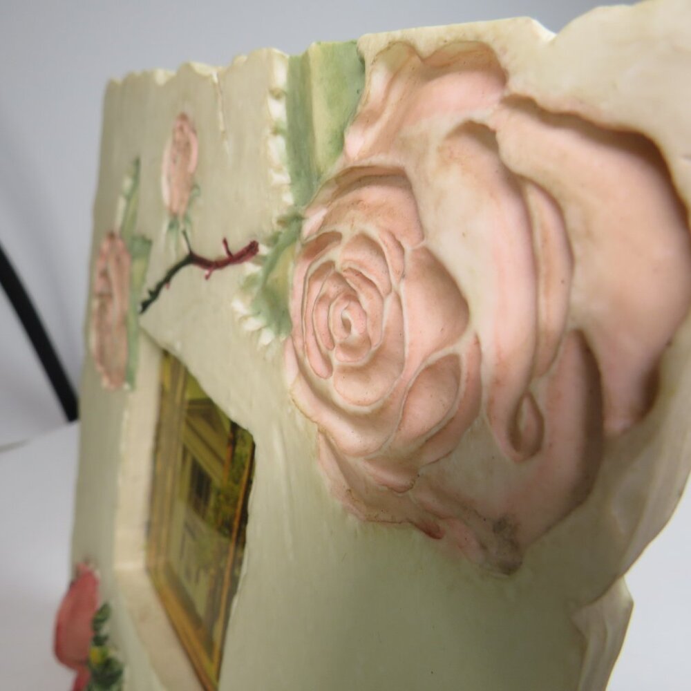Rose Ceramic Tile Picture Frame Embossed & Engraved Rustic - Picture 3 of 15